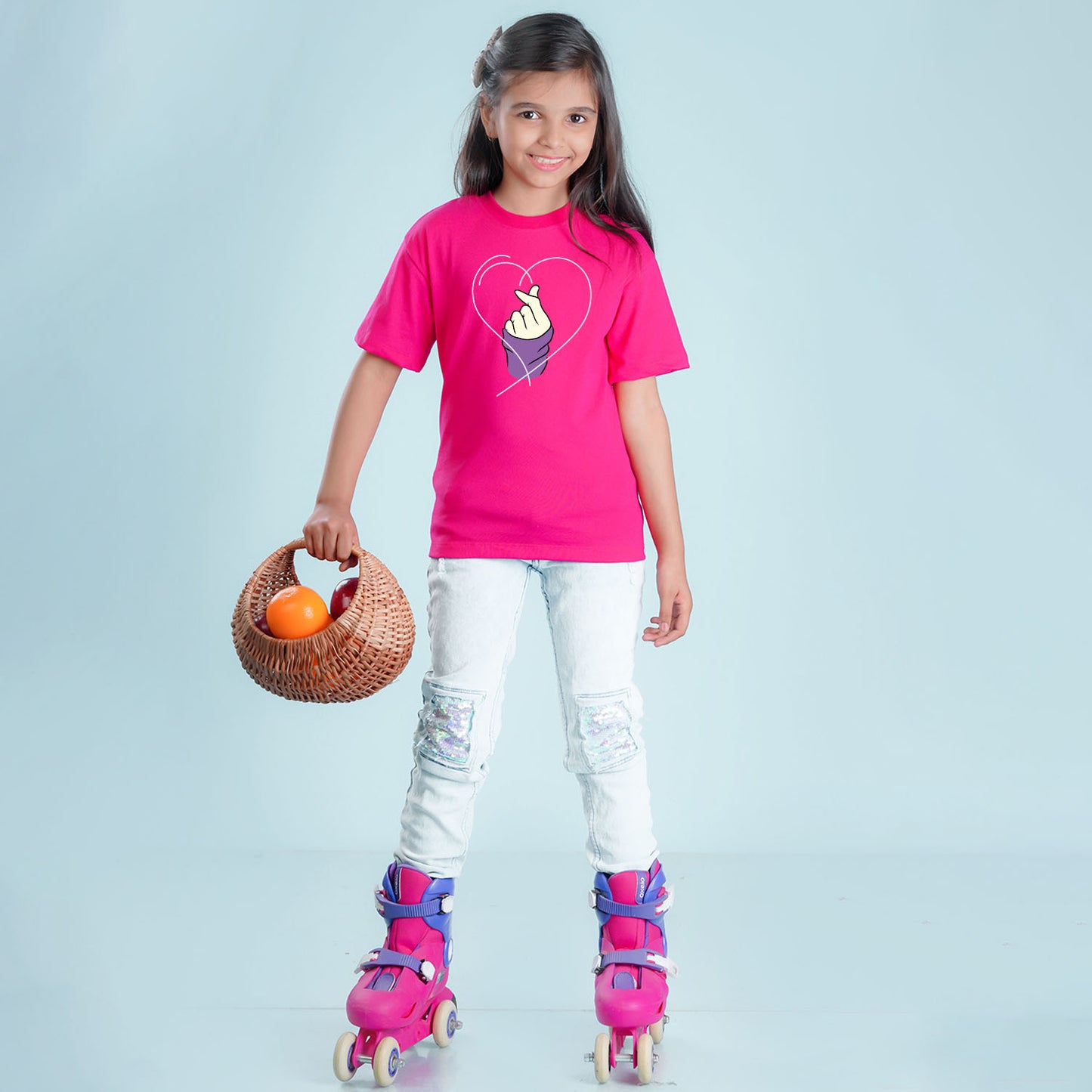 Nusyl Girls Hot Pink Printed Oversized T-shirt