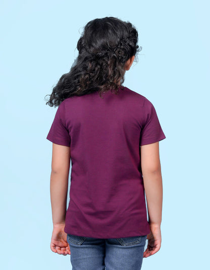 Nusyl Girls Wine Heart  Printed  Has a Round Neck Short sleeve T-Shirts