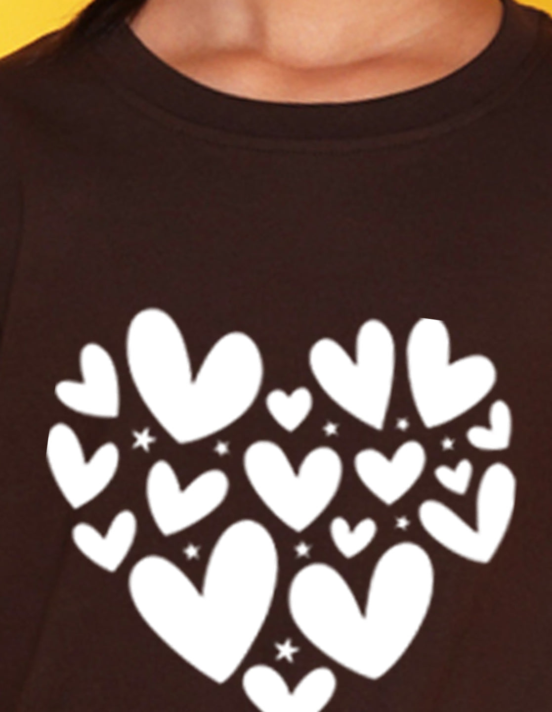 Nusyl Girls Brown Heart  Printed  Has a Round Neck Short sleeve T-Shirts