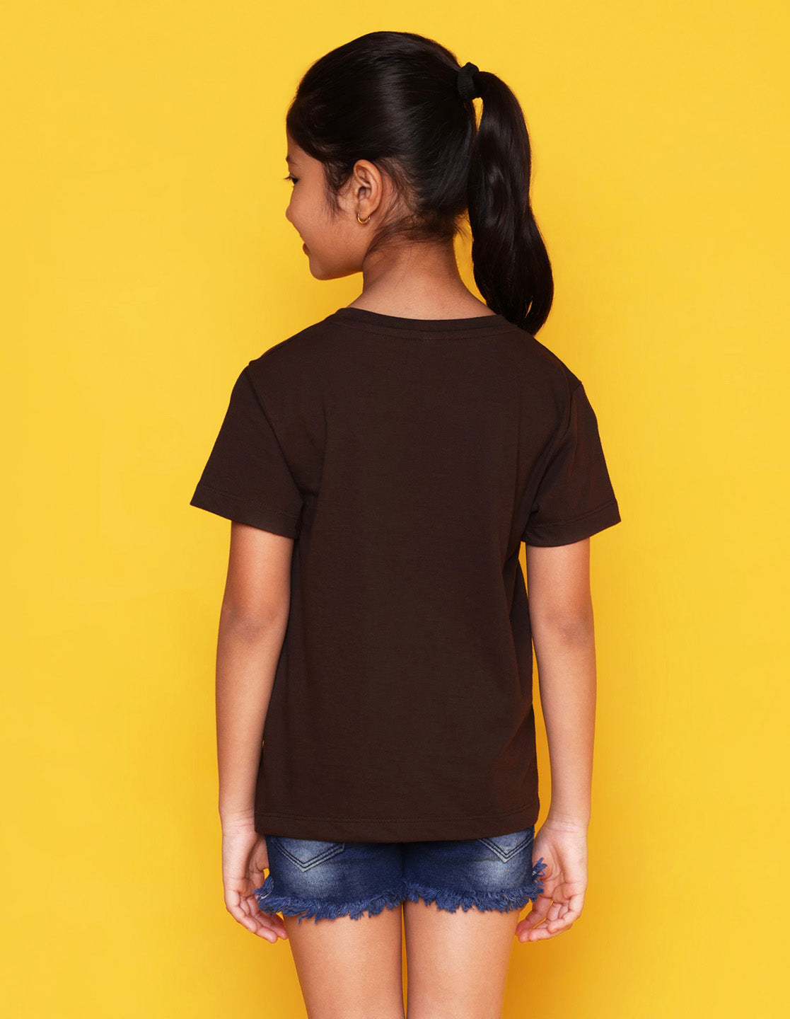 Nusyl Girls Brown Heart  Printed  Has a Round Neck Short sleeve T-Shirts