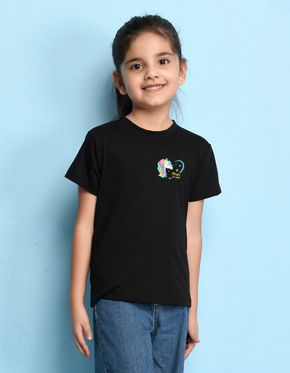 Nusyl Girls Black Magic is Real Text Printed Cotton Half Sleeve Regular Fit T-Shirts for Girls