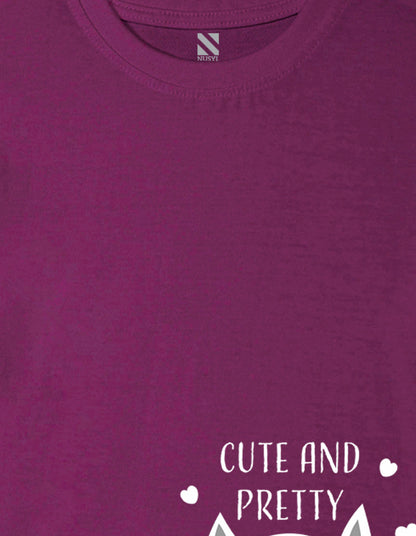 Nusyl Girls Wine Cute And Pretty Printed Cotton Half Sleeve Regular Fit T-Shirts for Girls