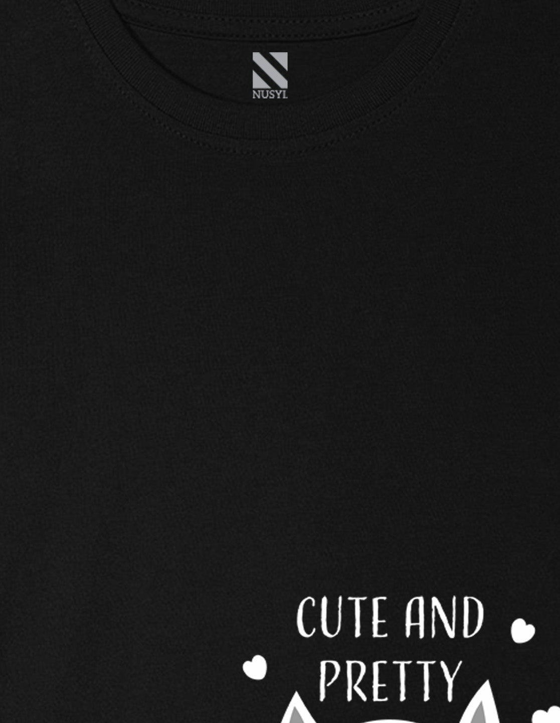 Nusyl Girls Black Cute And Pretty Printed Cotton Half Sleeve Regular Fit T-Shirts for Girls