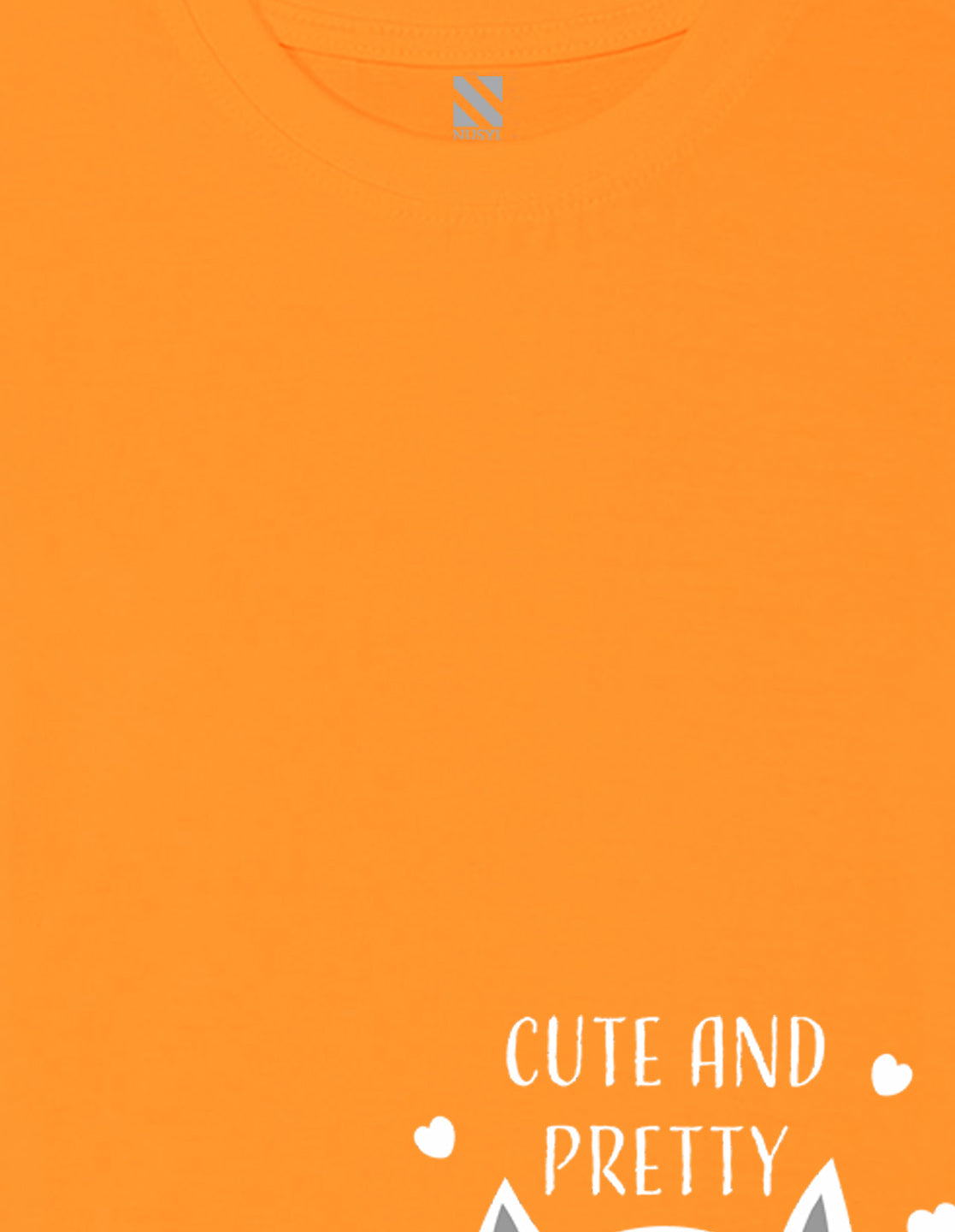 Nusyl Girls Orange Cute And Pretty Printed Cotton Half Sleeve Regular Fit T-Shirts for Girls