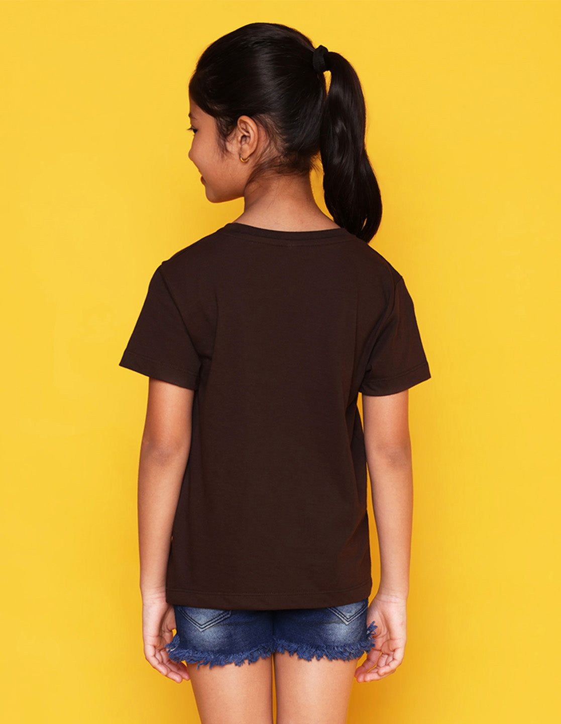 Nusyl Girls Brown Cool Girls Text Printed Cotton Half Sleeve Regular Fit T-Shirts for Girls