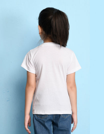 Nusyl Girl's White Enjoy The Little Things Text Printed Regular Fit T-Shirt