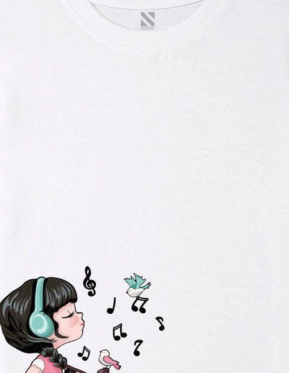 Nusyl Girl's White Enjoy The Little Things Text Printed Regular Fit T-Shirt