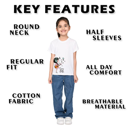 Nusyl Girl's White Enjoy The Little Things Text Printed Regular Fit T-Shirt