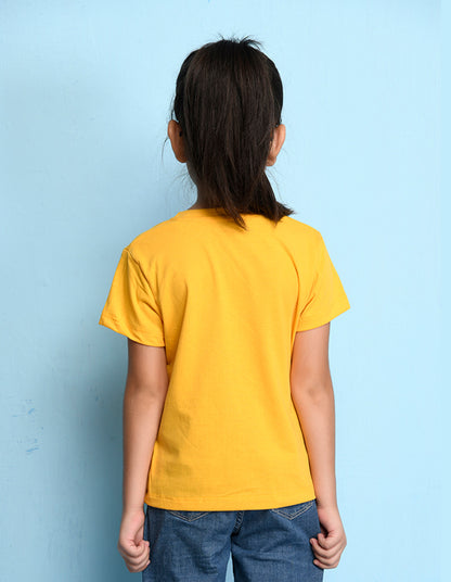 Nusyl Girl's Yellow Enjoy The Little Things Text Printed Regular Fit T-Shirt
