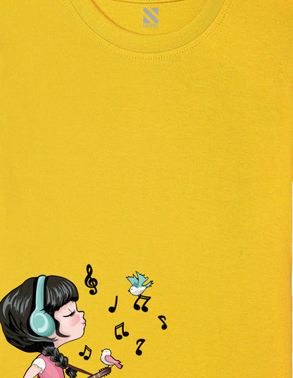 Nusyl Girl's Yellow Enjoy The Little Things Text Printed Regular Fit T-Shirt