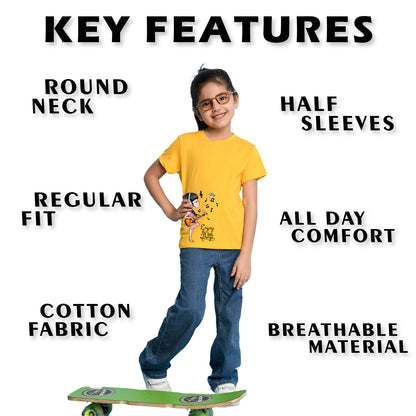 Nusyl Girl's Yellow Enjoy The Little Things Text Printed Regular Fit T-Shirt