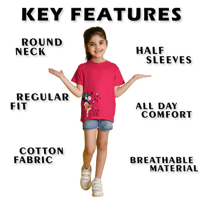 Nusyl Girl's Hot Pink Enjoy The Little Things Text Printed Regular Fit T-Shirt