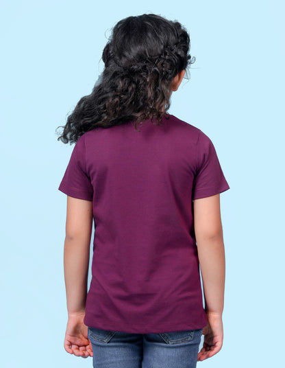 Nusyl Girl's Wine Cute Jellyfish & Text Printed Regular Fit T-Shirt