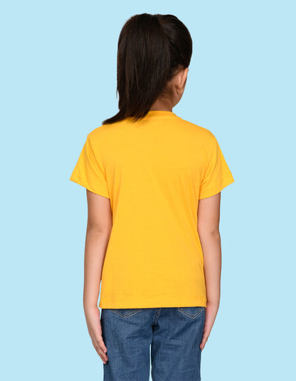 Nusyl Girl's Yellow My Little Fairy Printed Regular Fit T-Shirt