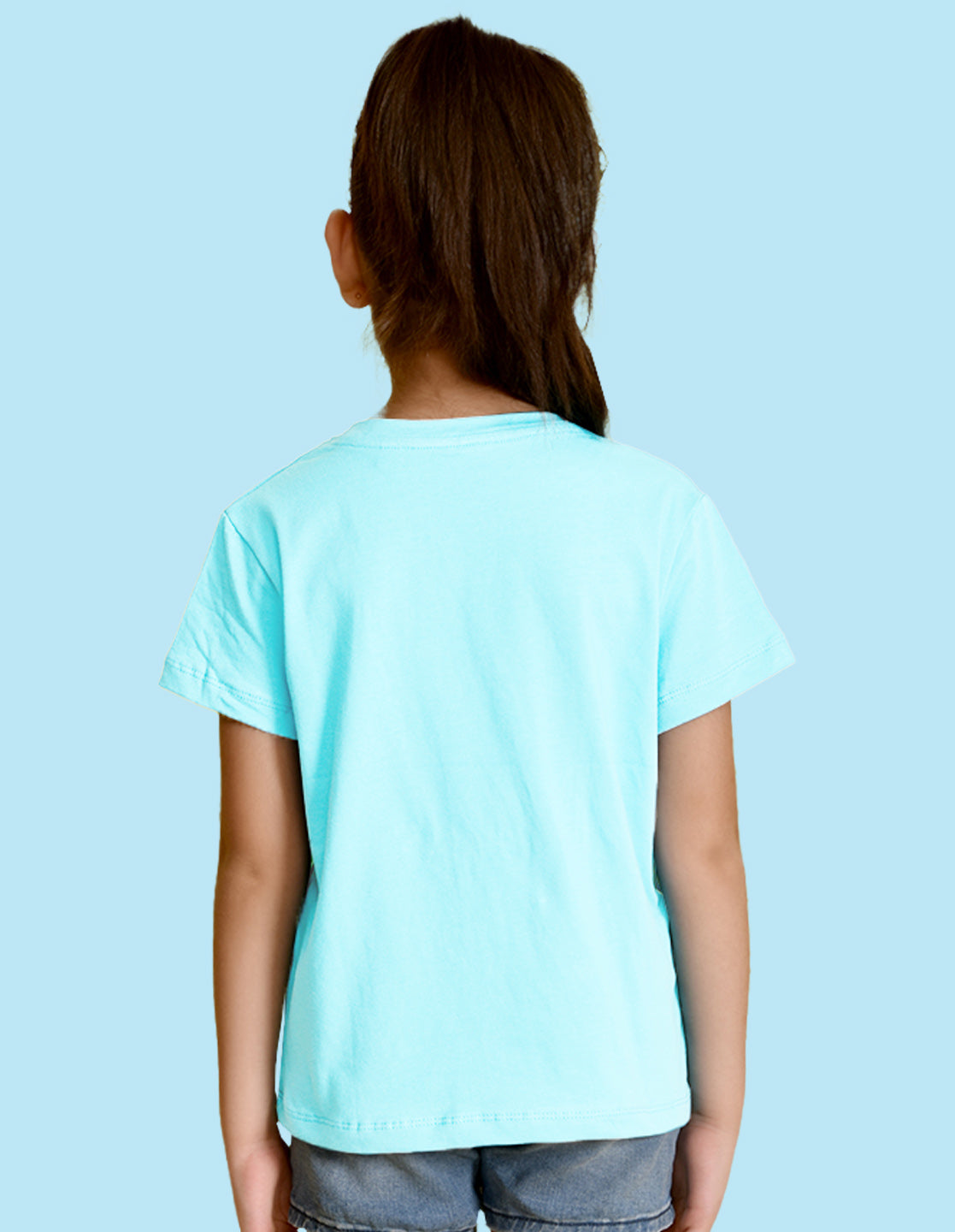 Nusyl Girl's Sky Blue My Little Fairy Printed Regular Fit T-Shirt