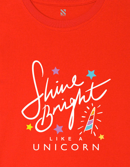 Nusyl Girl's Red Shine Bright Text Printed Regular Fit T-Shirt
