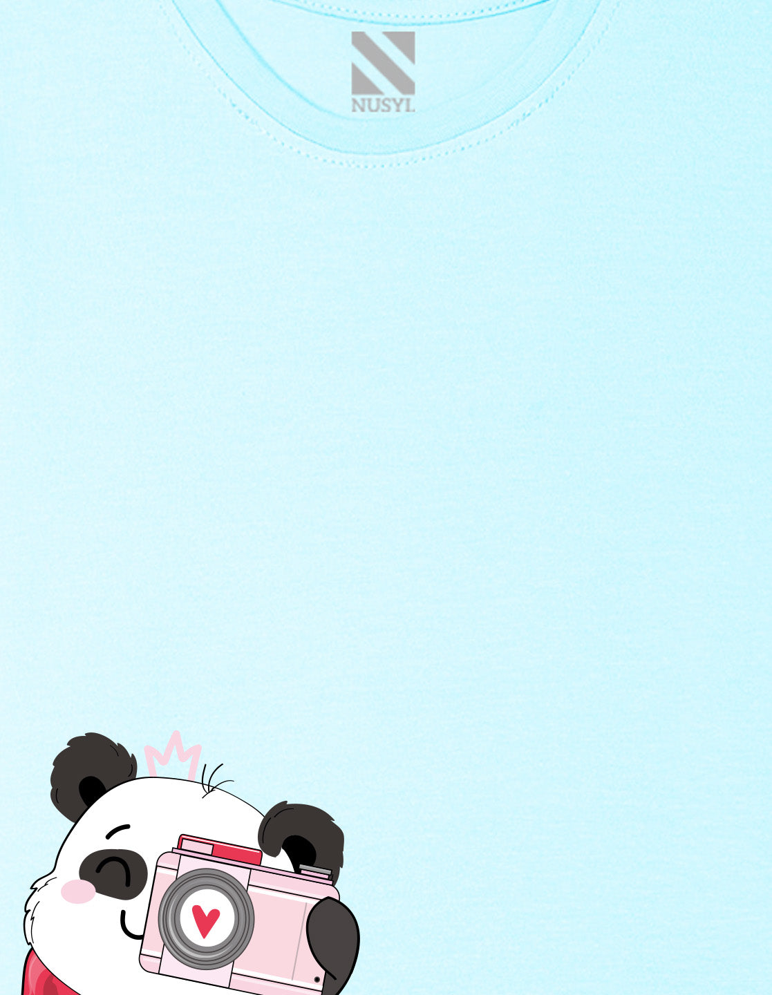 Nusyl Girl's Sky Blue Panda Printed Regular Fit T-Shirt