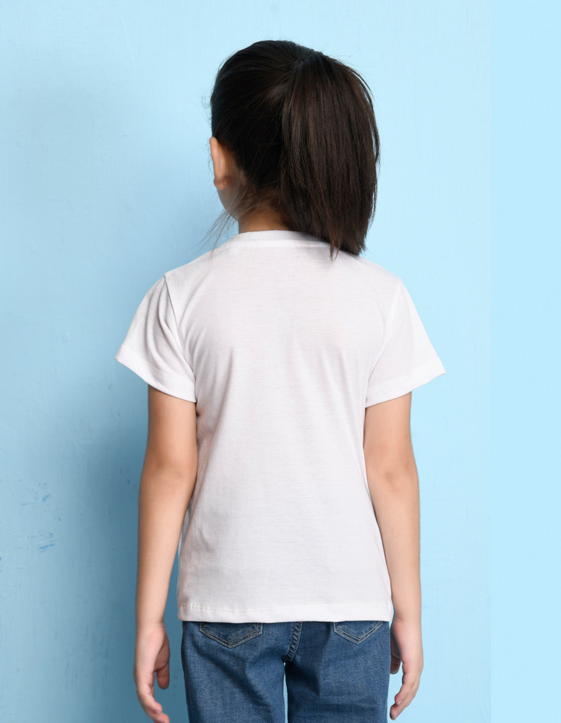 Nusyl Girl's White Little Princess Text Printed Regular Fit T-Shirt