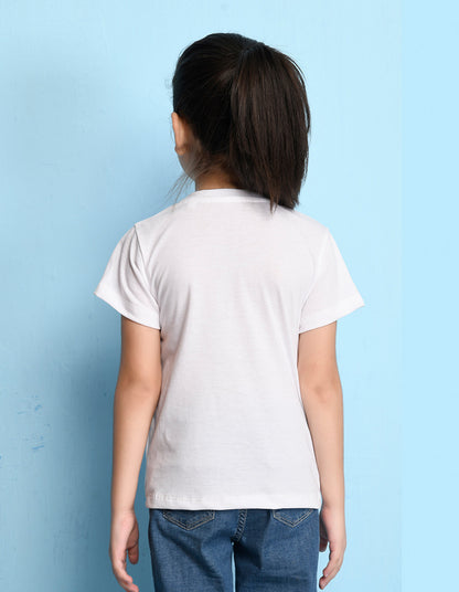 Nusyl Girl's White Little Princess Text Printed Regular Fit T-Shirt