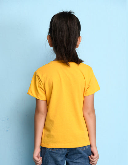 Nusyl Girl's Yellow Cute Bears & Text Printed Regular Fit T-Shirt