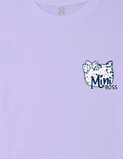 Nusyl Girl's Lilac Mini Boss Text Printed Regular Fit T-Shirt