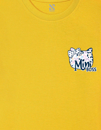 Nusyl Girl's Yellow Mini Boss Text Printed Regular Fit T-Shirt