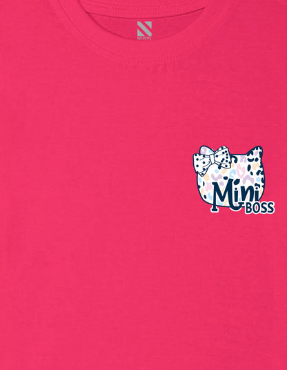 Nusyl Girl's Hot Pink Mini Boss Text Printed Regular Fit T-Shirt