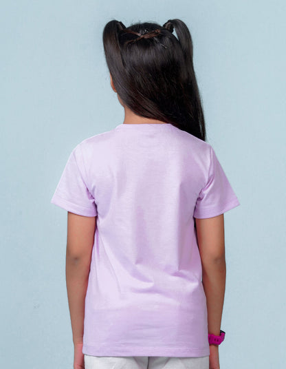 Nusyl Girl's Lilac Smile Text Printed Regular Fit T-Shirt