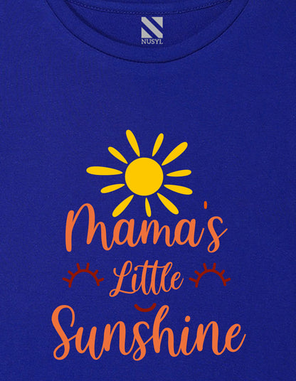 Nusyl Girl's Royal Blue Mama's Little Sunshine Text Printed Regular Fit T-Shirt