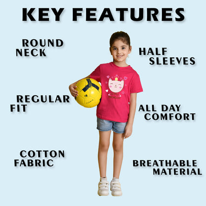 NUSYL Girls Green & Hot Pink & Royal Blue Super Girl Text Printed Half Sleeves T-Shirt Pack of 3