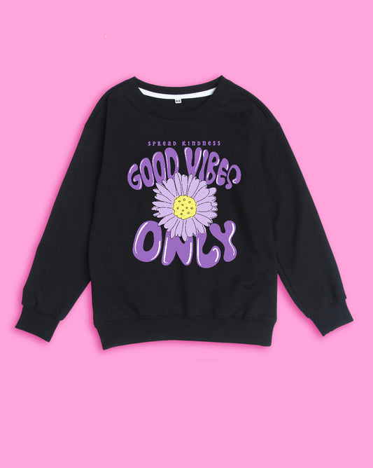 Nusyl Girls Black Good Vibes Only Sweatshirts
