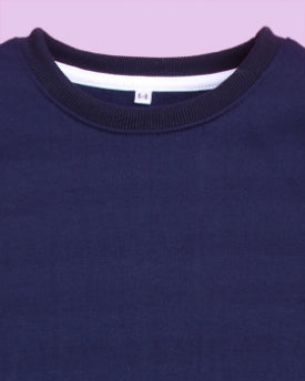 Nusyl Unisex Navy Blue Astronaut Printed Round Neck Sweatshirts