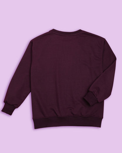 Nusyl Unisex Burgundy Magic Printed Round Neck Sweatshirts