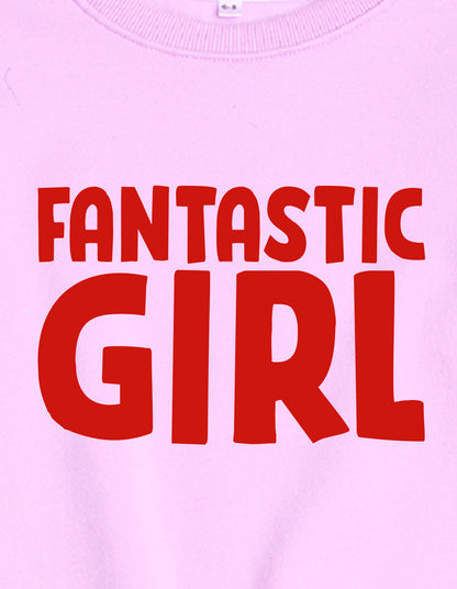 Nusyl Girl's Lilac Fantastic Girl Text Printed Round Neck Oversized Sweatshirt
