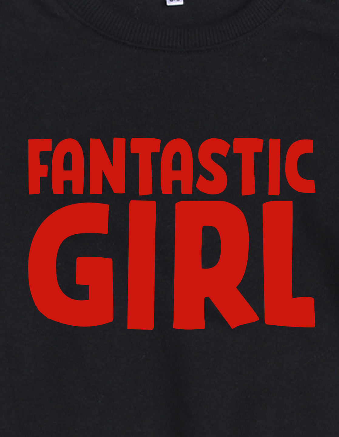 Nusyl Girl's Black Fantastic Girl Text Printed Round Neck Oversized Sweatshirt