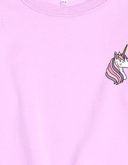 Nusyl Girl's Lilac Unicorn  Printed Round Neck Oversized Sweatshirt