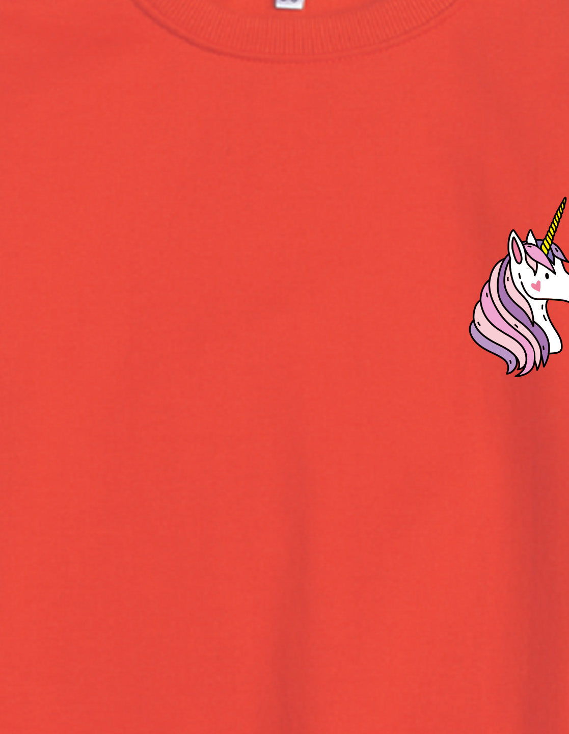 Nusyl Girl's Red Unicorn  Printed Round Neck Oversized Sweatshirt