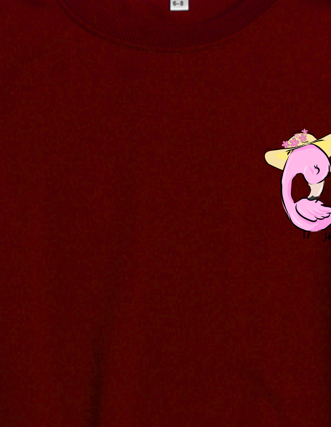 Nusyl Girl's Burgundy Flamingo  Printed Round Neck Oversized Sweatshirt