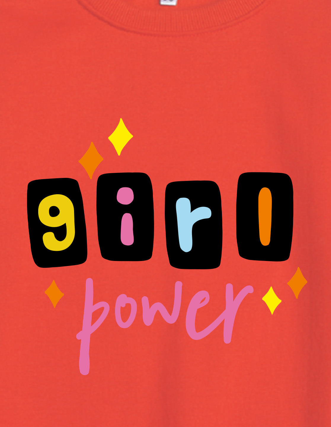 Nusyl Girl's Red Girl Power Text Printed Round Neck Oversized Sweatshirt