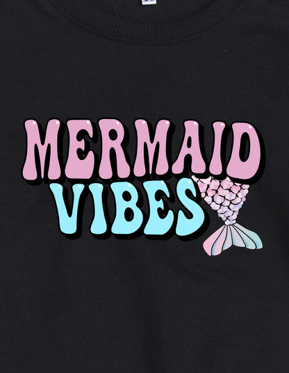 Nusyl Girl's Black Cute girl & kawaii Text Printed Round Neck Oversized Sweatshirt