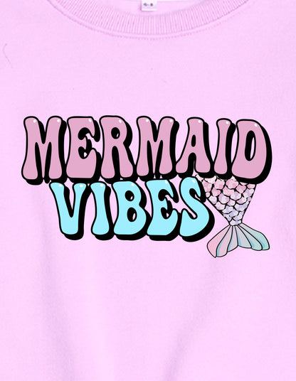 Nusyl Girl's Lilac Mermaid Vibes text Printed Round Neck Oversized Sweatshirt