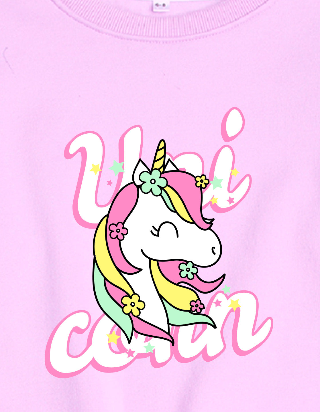 Nusyl Girl's Lilac Unicorn & Text Printed Round Neck Oversized Sweatshirt