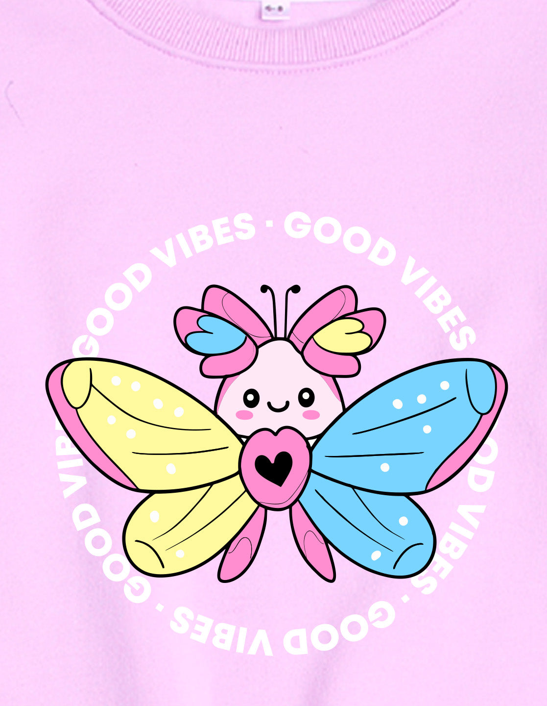 Nusyl Girl's Lilac Butterfly & Text Printed Round Neck Oversized Sweatshirt