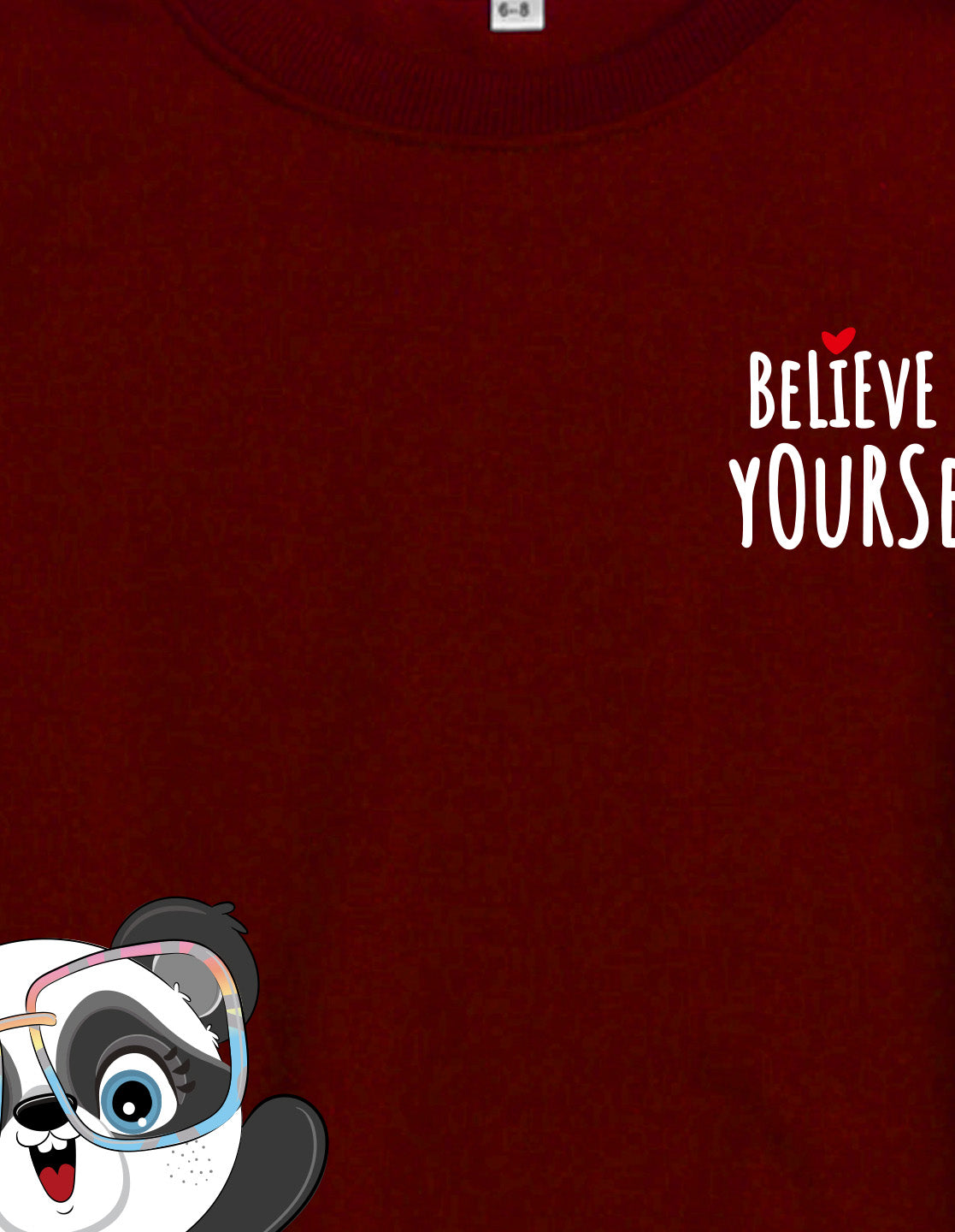 Nusyl Girl's Burgundy Believe in Yourself Text Printed Round Neck Oversized Sweatshirt