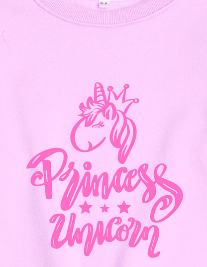 Nusyl Girl's Lilac Princess Unicorn Text Printed Round Neck Oversized Sweatshirt