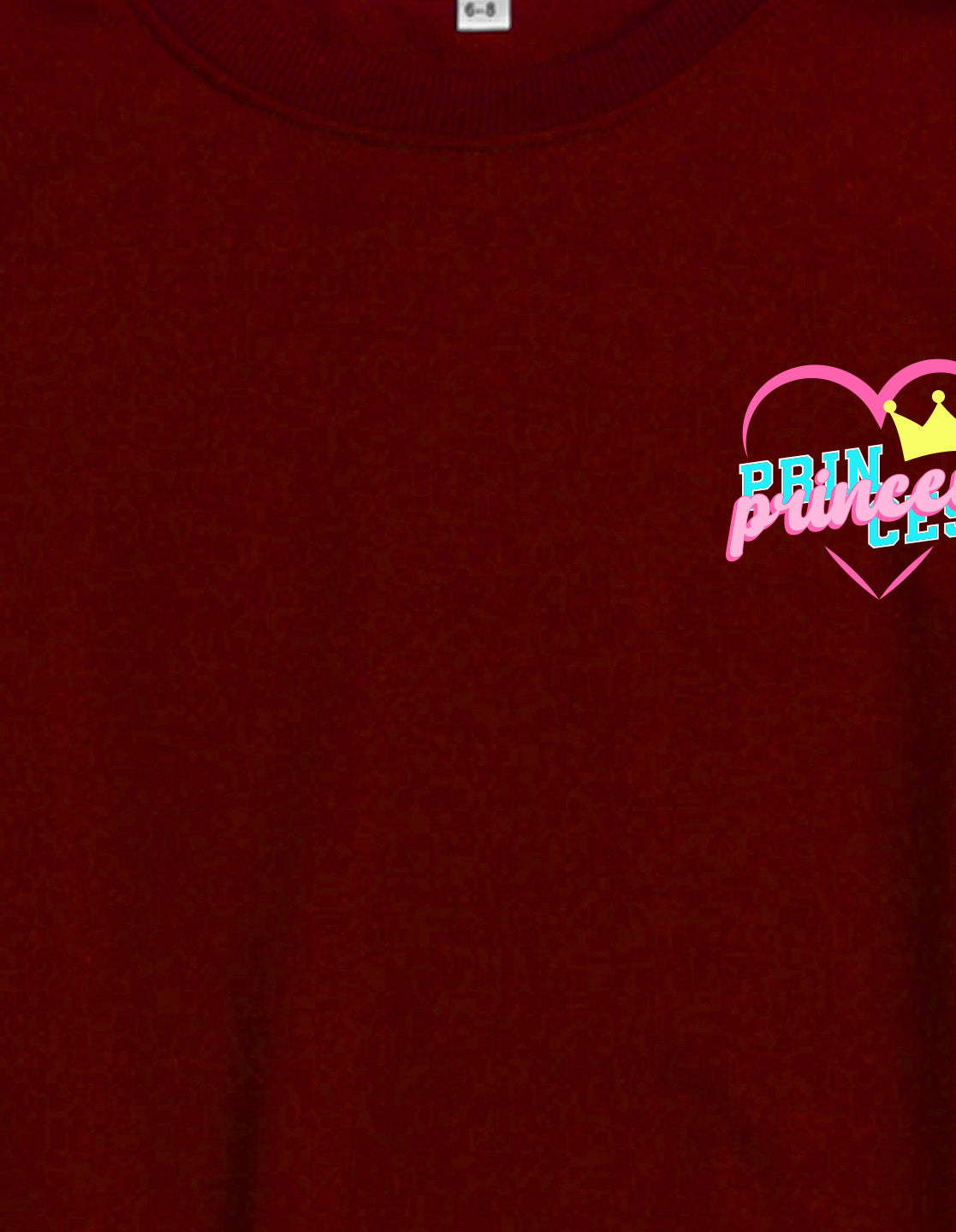 Nusyl Girl's Burgundy Princess Text Printed Round Neck Oversized Sweatshirt