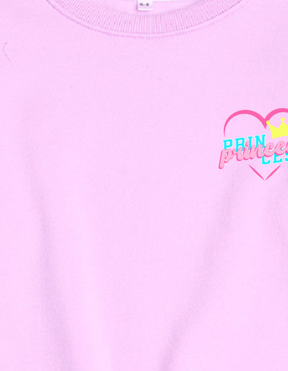 Nusyl Girl's Lilac Princess Text Printed Round Neck Oversized Sweatshirt