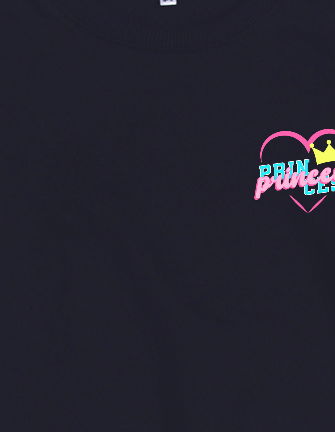 Nusyl Girl's Navy Blue Princess Text Printed Round Neck Oversized Sweatshirt