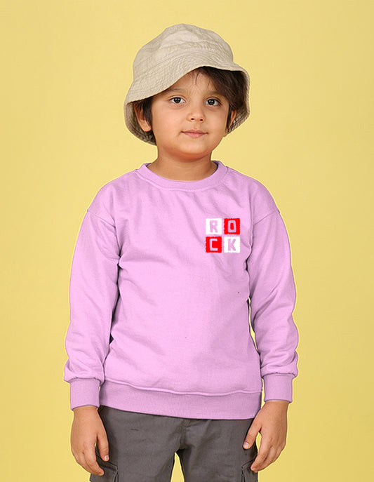 NUSYL Boy's Lilac Rock text Printed Oversized Round neck Sweatshirt