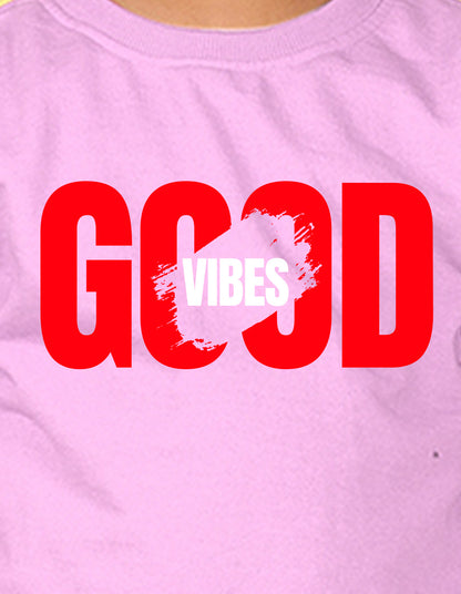 NUSYL Boy's Lilac Good Vibes text Printed Oversized Round neck Sweatshirt